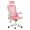 Silla De Oficina, Silla De Escritorio Ergonómica Con Reposabrazos Plegables, Altura Ajustable, Soporte Lumbar, Silla Giratoria Para Ordenador Con Cojín De Asiento Acolchado, Color Rosa.