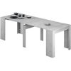 Consola Para Comedor, Mesa Extensible De 50 A 257 Cm De 5 Posiciones De Largo, Con Ancho De 90 Cm, Color Cemento