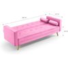 Sofá Cama Mod. 846 | Sofá De 3 Plazas | Sistema Apertura Clic-clac | Color Rosa | Medidas: 206 X 75 X 89 Cm