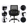 Silla De Oficina Ergonómica Ajustable Con Soporte Lumbar, Reposabrazos Y Asiento Acolchado, Malla Transpirable Con Respaldo Medio, Modo Mecedora, Para Sala De Conferencias, Color Negro.