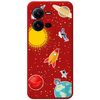 Funda Silicona Líquida Roja Para Vivo X80 Lite 5g Diseño Espacio Dibujos