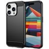 Funda Gel Tpu Tipo Carbon Negra Para Iphone 15 Pro (6.1)