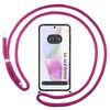 Funda Colgante Transparente Para Samsung Galaxy A35 5g Con Cordon Rosa Fucsia