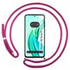 Funda Colgante Transparente Para Honor 90 Smart 5g Con Cordon Rosa Fucsia