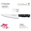 3 Claveles Uniblock - Cuchillo Cocinero Profesional 20 Cm Acero Inoxidable. Mango Pom