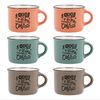 Quid Frappe Deco - Juego De 6 Tazas De Café De 8 Cl En Gres Ceramico De 3 Colores