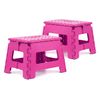 Pack De 2 Taburetes Plegables Multiusos - 29x22x22 - Escalera Antideslizante De Pvc - Altillo Para Cocina, Baño O Dormitorio - Fucsia