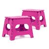 Pack De 2 Taburetes Plegables Multiusos - 29x22x27 - Escalera Antideslizante De Pvc - Altillo Para Cocina, Baño O Dormitorio - Fucsia