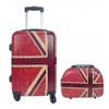 Maleta De Cabina Equipaje De Mano Trolley + Neceser Viaje Avión Rígida 4 Ruedas Giratorias Inglaterra Rojo