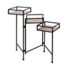 Soporte Extensible Cuadrado Para Decoración Del Hogar - Mesa Auxiliar De 3 Niveles De Metal Para Plantas - Ideal Para Recibidor, Salón Y Dormitorio - Madera Oscura