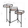 Soporte Extensible Cuadrado Para Decoración Del Hogar - Mesa Auxiliar De 3 Niveles De Metal Para Plantas - Ideal Para Recibidor, Salón Y Dormitorio - Madera Oscura