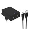 Cargador Doble Usb 3a Smart Ic + Cable Usb-c Swissten Slim - Negro