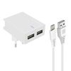 Cargador Doble Usb 3a Smart Ic + Cable Iphone / Ipad Swissten Slim - Blanco