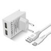 Cargador Doble Usb 3a Smart Ic + Cable Usb-c Swissten Slim - Blanco