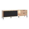 Mueble Bajo De Tv Meviela 2 Cajones 182.6x40.1x54.3 Cm Color Negro, Color Natural Claro Vente-unique