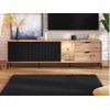 Mueble Bajo De Tv Meviela 2 Cajones 182.6x40.1x54.3 Cm Color Negro, Color Natural Claro Vente-unique