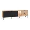 Mueble Bajo De Tv Meviela 2 Cajones 182.6x40.1x54.3 Cm Color Negro, Color Natural Claro Vente-unique