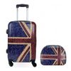 Maleta De Cabina Equipaje De Mano Trolley + Neceser Viaje Avión Rígida 4 Ruedas Giratorias Inglaterra Azul