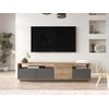 Mueble Bajo De Tv Cedona  180x44.5x44.6 Cm Color Gris Antracita, Color Natural Claro Vente-unique