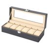 Caja Para Relojes Para 6 Relojes Compartimientos Y Almohadillas Extraíbles Tapa De Cristal Piel Sintética (6 Relojes)