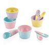 Set 9 Pzs Helados: 4 Cucharillas, 4 Boles Y Cuchara Bolas Oblea Qlux