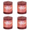 Velas Rústicas Shine 4 Unidades Rojo Terciopelo 80x68 Mm Bolsius