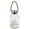 Farol Portavelas Home Styling Cristal Led Con Piedras Decorativas