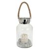 Farol Portavelas Home Styling Cristal Led Con Piedras Decorativas