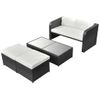 Set De Muebles De Jardín 4 Pzas Y Cojines Ratán Sintético Negro Vidaxl