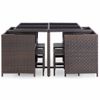 Set Comedor De Jardín 9 Piezas Y Cojines Ratán Sintético Marrón Vidaxl