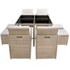 Set Comedor De Jardín 9 Piezas Y Cojines Ratán Sintético Beige Vidaxl