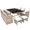 Set Comedor De Jardín 11 Piezas Y Cojines Ratán Sintético Beige Vidaxl