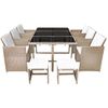 Set Comedor De Jardín 11 Piezas Y Cojines Ratán Sintético Beige Vidaxl