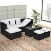 Set Muebles De Jardín 4 Piezas Y Cojines Ratán Sintético Negro Vidaxl