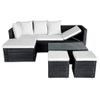 Set Muebles De Jardín 4 Piezas Y Cojines Ratán Sintético Negro Vidaxl