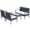 Set Muebles De Jardín 4 Piezas Y Cojines Ratán Sintético Negro Vidaxl