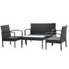 Set Muebles De Jardín 4 Piezas Y Cojines Ratán Sintético Negro Vidaxl