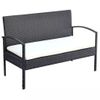 Set Muebles De Jardín 4 Piezas Y Cojines Ratán Sintético Negro Vidaxl