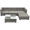 Set De Muebles De Jardín 5 Pzas Y Cojines Ratán Sintético Gris Vidaxl