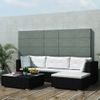 Set De Muebles De Jardín 5 Pzas Y Cojines Ratán Sintético Negro Vidaxl