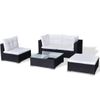 Set De Muebles De Jardín 5 Pzas Y Cojines Ratán Sintético Negro Vidaxl