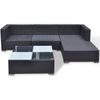 Set De Muebles De Jardín 5 Pzas Y Cojines Ratán Sintético Negro Vidaxl