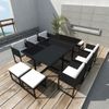 Set Comedor De Jardín 11 Piezas Y Cojines Ratán Sintético Negro Vidaxl