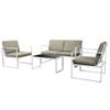 Set De Muebles De Jardín 4 Piezas Y Cojines Acero Blanco Vidaxl