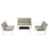 Set De Muebles De Jardín 4 Piezas Y Cojines Acero Blanco Vidaxl