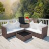 Set Muebles De Jardín 4 Piezas Y Cojines Ratán Sintético Marrón Vidaxl