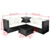 Set De Muebles De Jardín 4 Pzas Y Cojines Ratán Sintético Negro Vidaxl