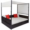 Cama De Jardín Con Toldo Ratán Sintético Marrón 190x130 Cm Vidaxl