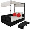 Cama De Jardín Con Toldo Ratán Sintético Negro 190x130 Cm Vidaxl