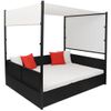 Cama De Jardín Con Toldo Ratán Sintético Negro 190x130 Cm Vidaxl